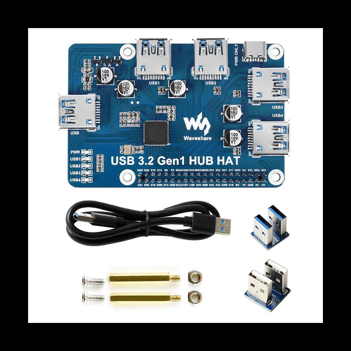 Waveshare USB 3.2 Gen1  HAT,   4B 3B + 3B 2B  W WH,4 ä USB 3.0 Ȯ Ʈ, ̹  ÷  ÷